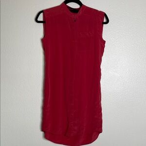 All Saints 100%  Luna Silk Shirt Button Down Shirt Dress Sleeveless Crew Neck